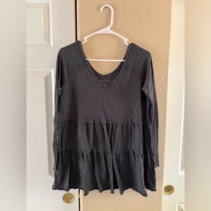 American Eagle Charcoal Tiered Long Sleeve shirt